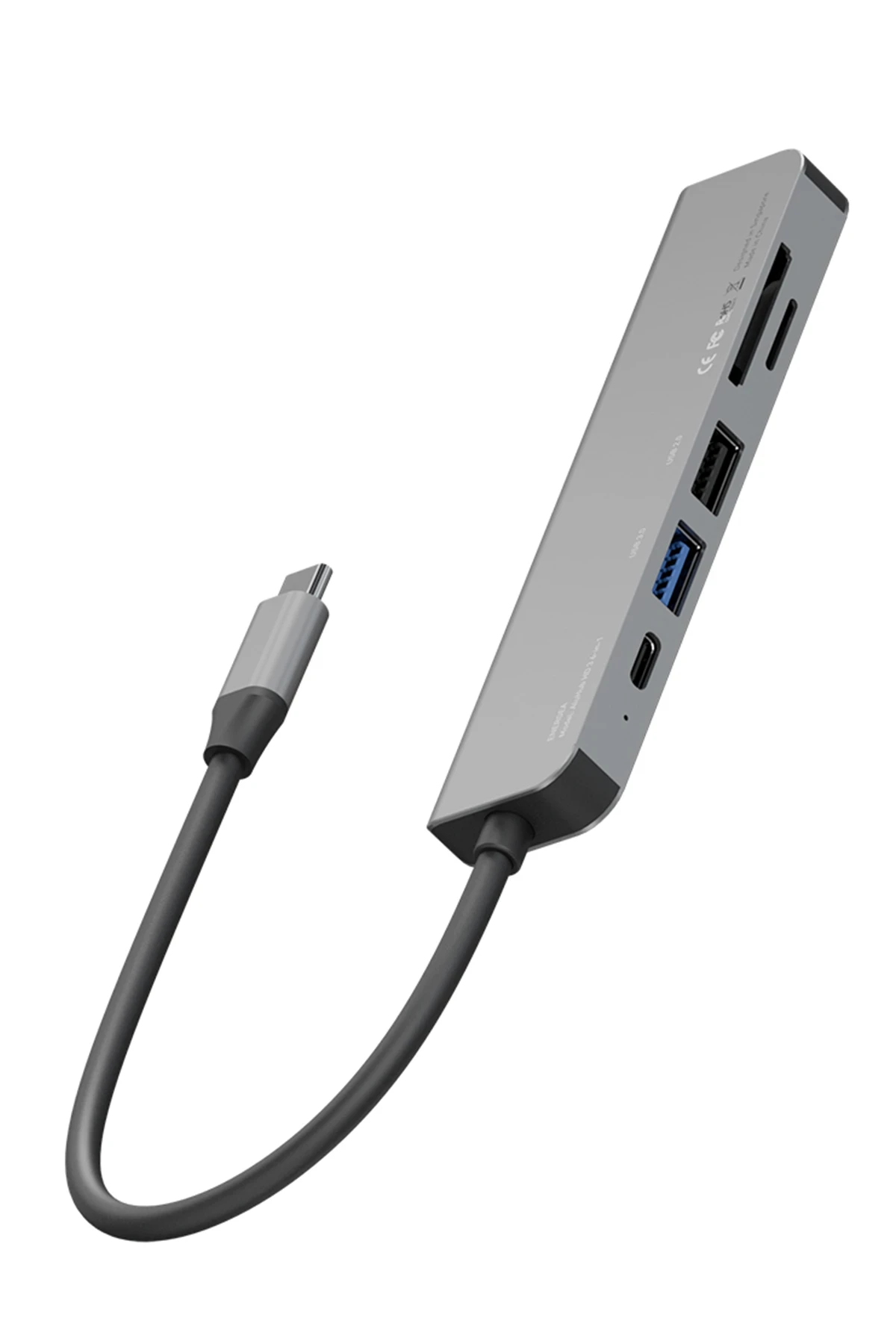 Energea AluHub HD3 60W Type-C PD Şarj Destekli 6in1 4K Hub Dönüştürücü