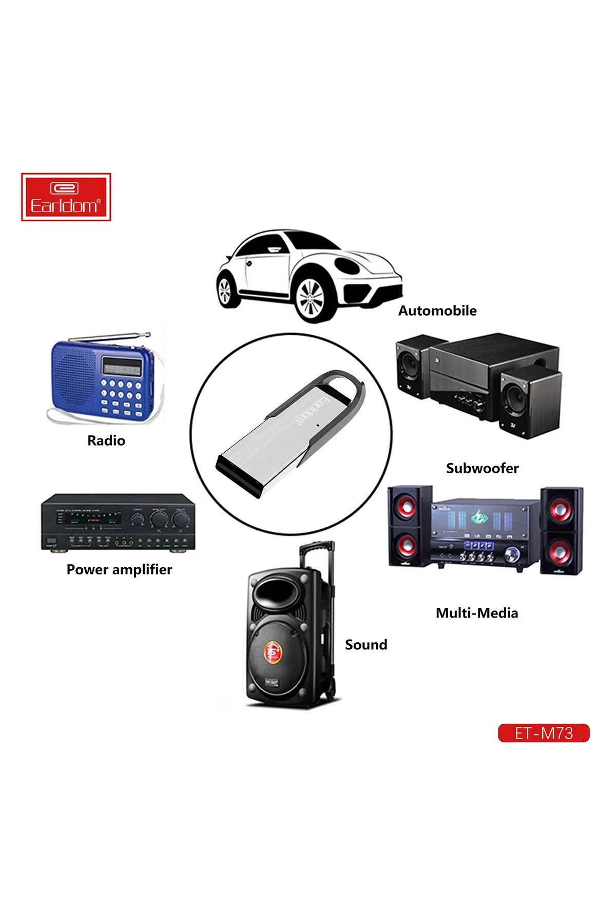 Earldom M73 Bluetooth 5.0 Usb Aux Dönüştürücü