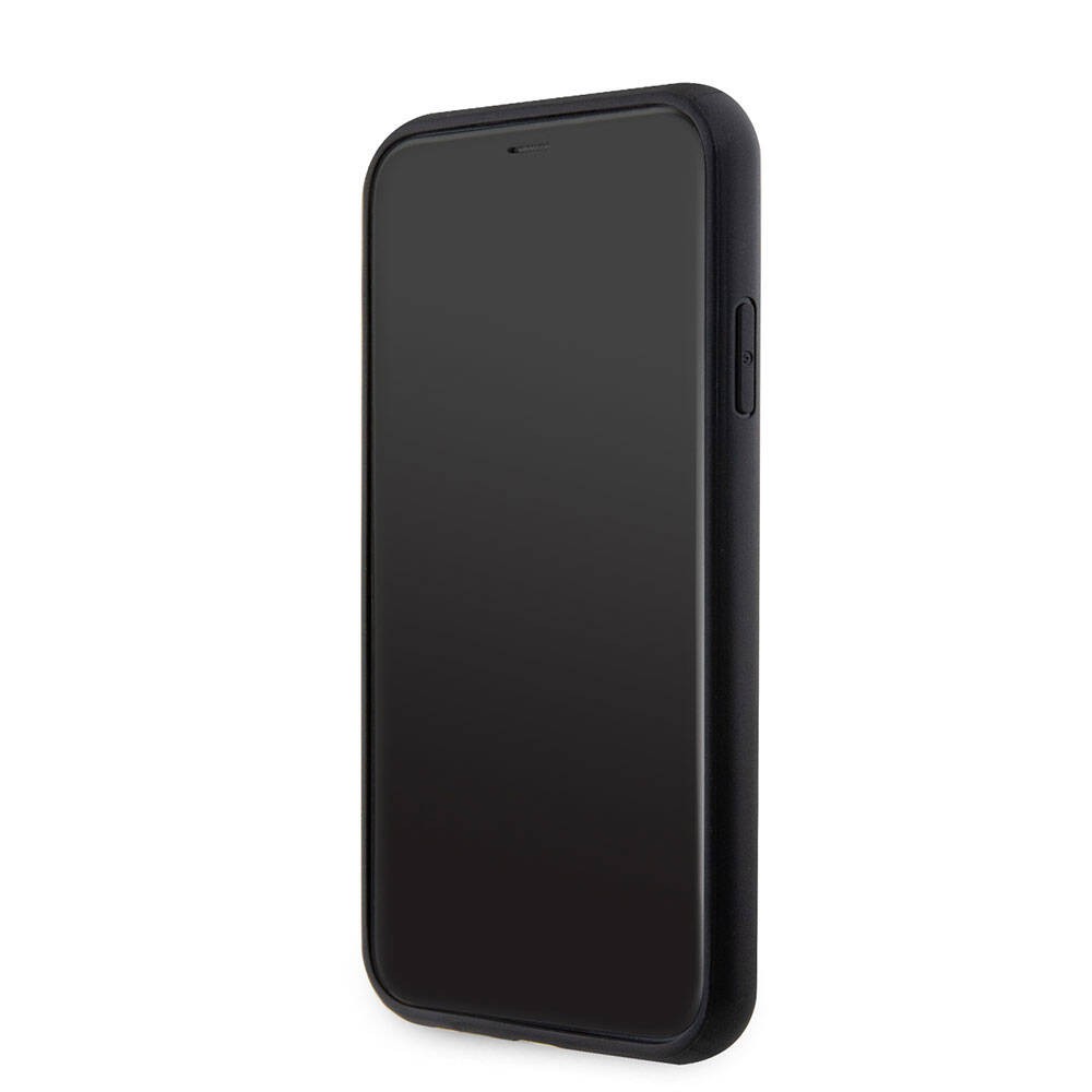 Apple iPhone 11 Kılıf Guess Orjinal Lisanslı PU Deri Taşlı Üçgen Logo 4G Desenli Kapak