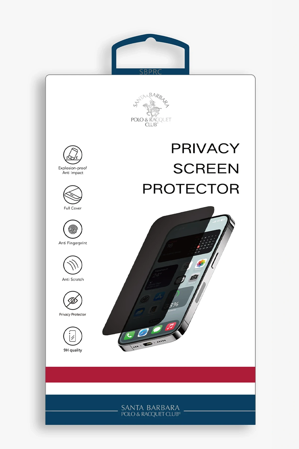 Santa Barbara Polo Racquet Club iPhone 16 Plus 3D Premium Hayalet Cam Ekran Koruyucu