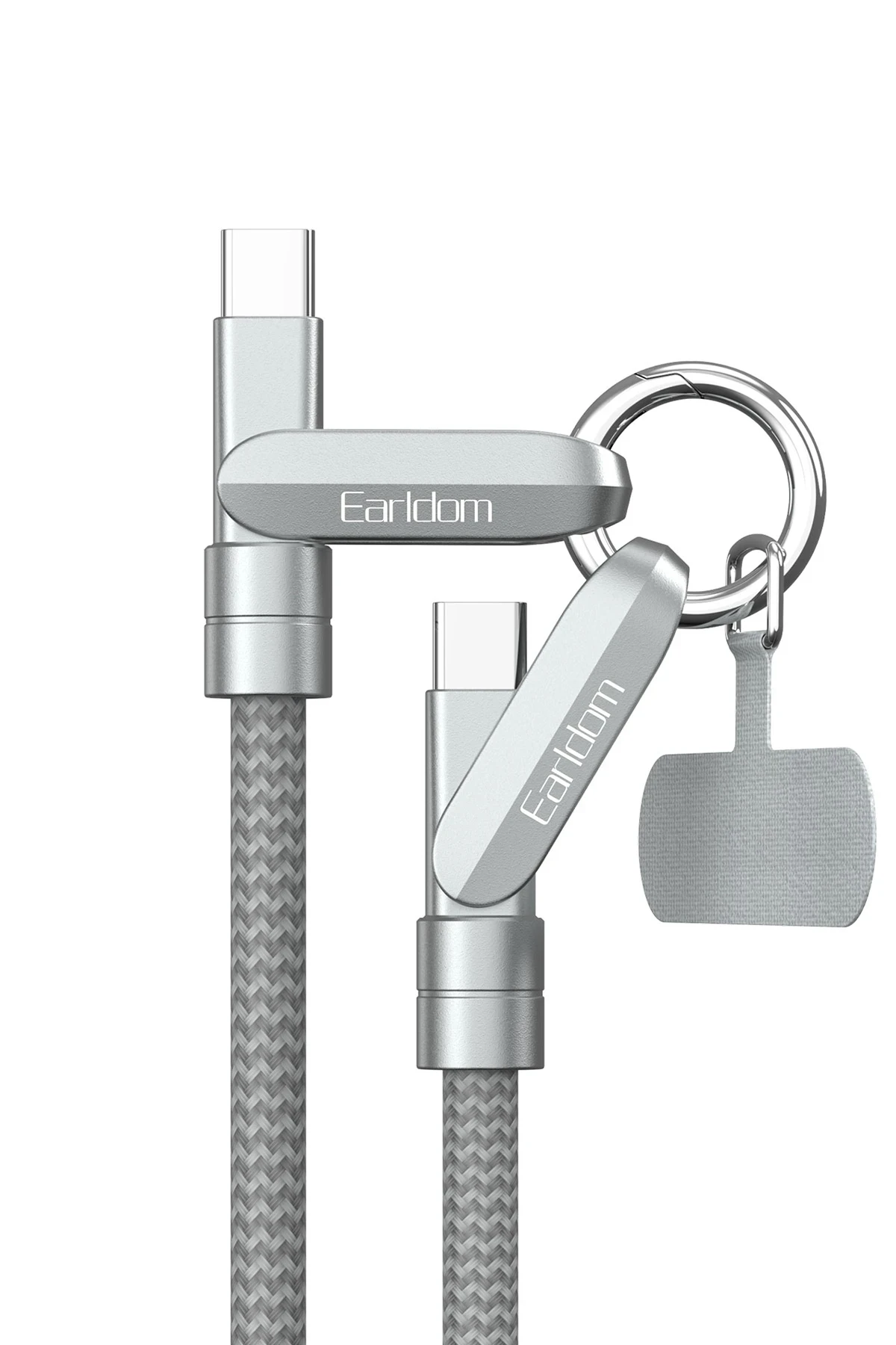 Earldom EC-208CC 1M 60 Type-C to Type-C Ekstra Boyun Askısına Dönüşme Özellikli PD Hızlı Şarj Kablosu
