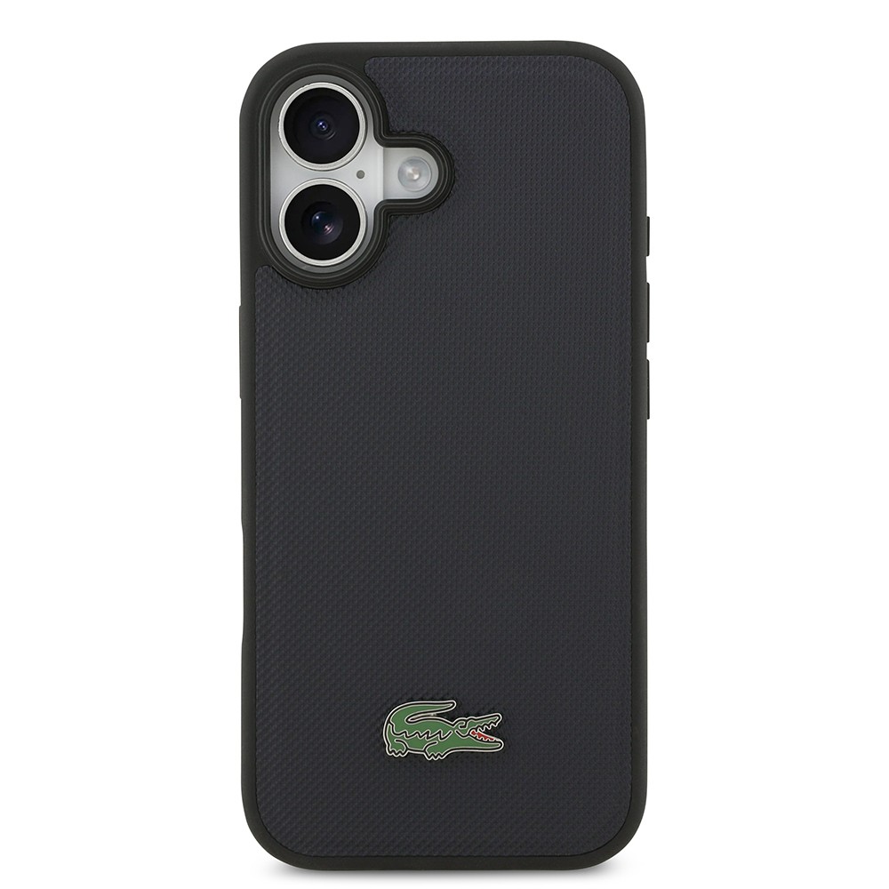 Apple iPhone 17 Kılıf Lacoste Orjinal Lisanslı M-safe Şarj Özellikli PU Pike Desenli Metal Logolu Kartlıklı Kapak