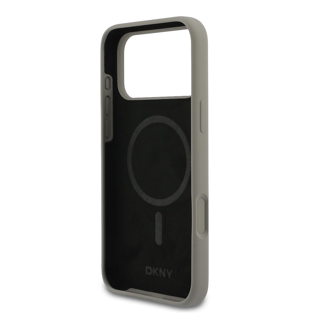 Apple iPhone 17 Pro Max Kılıf DKNY Orjinal Lisanslı M-safe Şarj Özellikli Metal Logolu Silikon Kapak