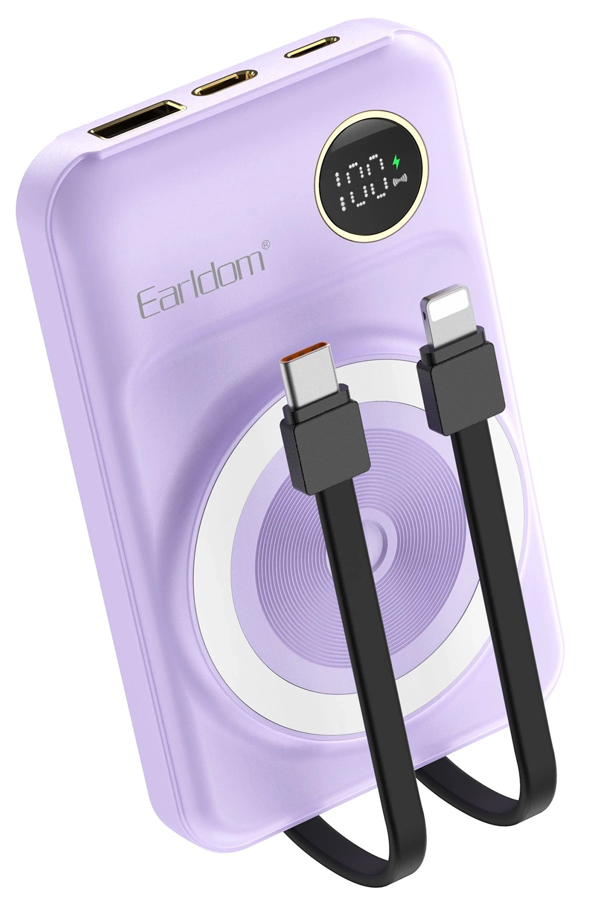 Earldom PD28 10.000 mAh 22.5W Kablosuz Şarjlı Dijital Göstergeli PD Hızlı Şarj Mini Powerbank