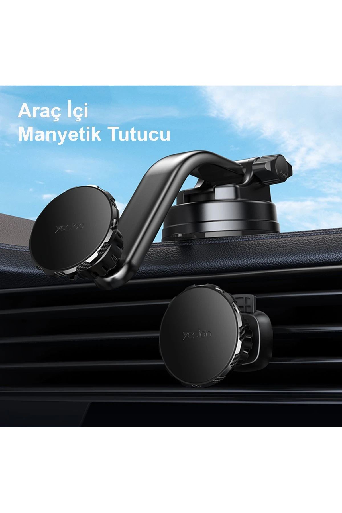 Yesido C159 2in1 Izgara Klipsli ve Yapışkanlı 360 Derece Ayarlanabilir Manyetik Magsafe Araç Tutucu