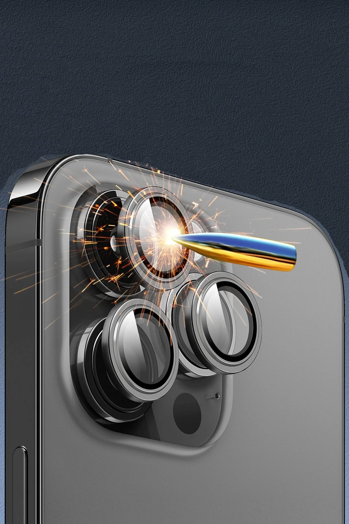 URR iPhone 15 Pro Max 3D PVD Dioxide Kamera Lens Koruyucu