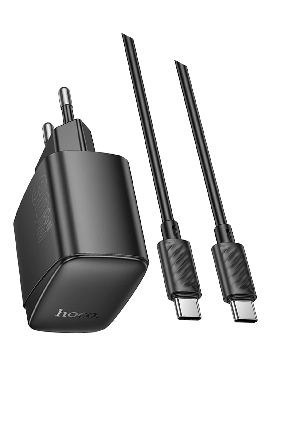 Hoco. CS61A Bright 30W 1 Adet Type-C ve 1 Adet USB 3.0 QC Çıkışlı Ekstra Type-C to Type-C Kablolu PD Hızlı Şarj Aleti