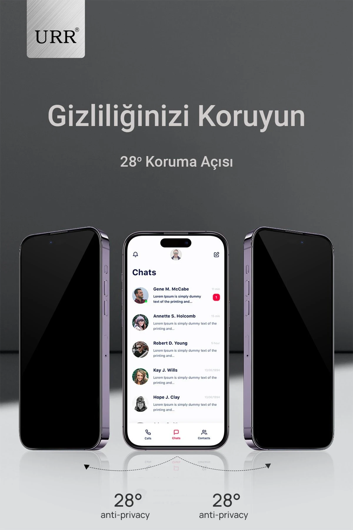 URR iPhone 15 Pro 3D Privacy Resin Edge Cam Ekran Koruyucu
