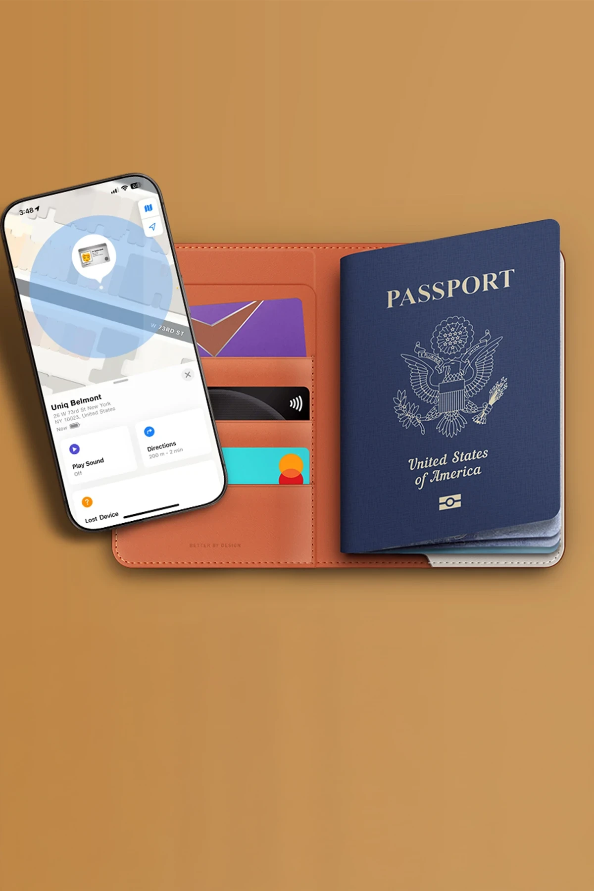 Uniq Belmont RFID-Block Apple Find My Özellikli Vegan Deri Kart ve Pasaport Tutucu