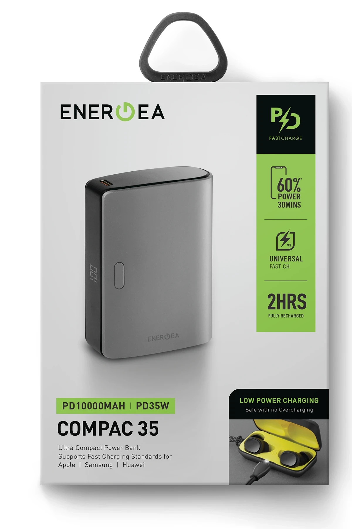 Energea ComPac 35 10.000 mAh Dijital Göstergeli 35W Type-C Çıkışlı 22.5W USB Çıkışlı PD Hızlı Şarj Powerbank