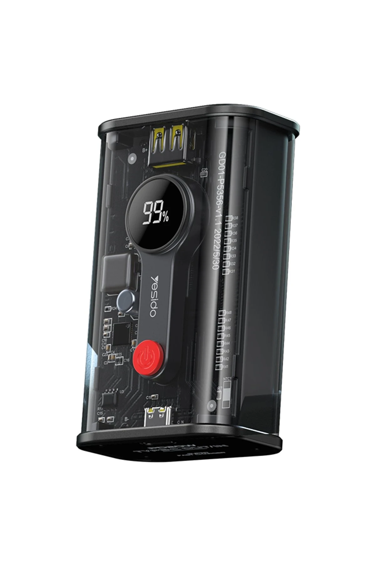 Yesido YP35 10.000 mAh USB3.0 PD Hızlı Şarj Powerbank - Şeffaf