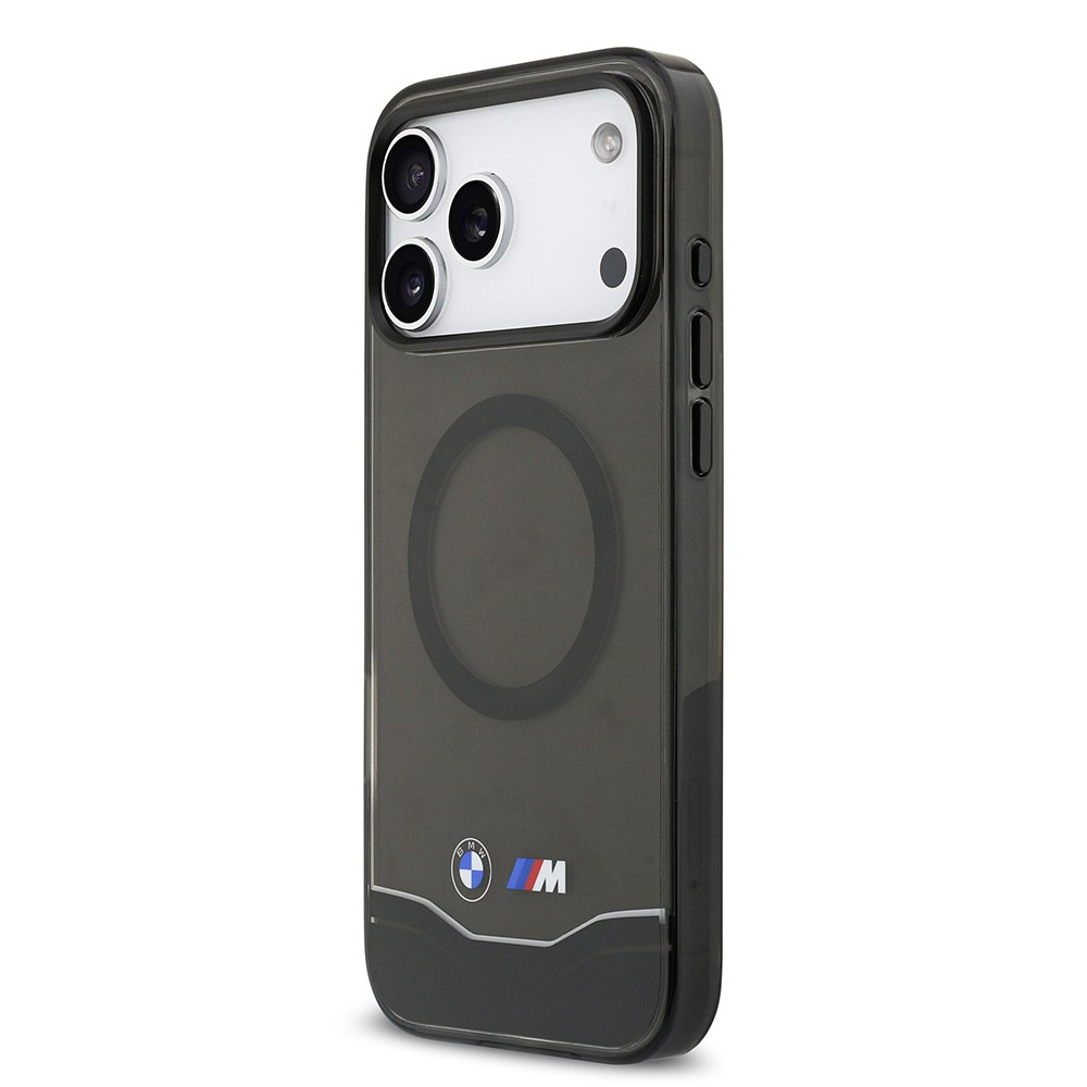 Apple iPhone 17 Pro Max Kılıf BMW Orjinal Lisanslı M-safe Şarj Özellikli Metal Buton Tasarımlı Tranparan M Dizayn Kapak