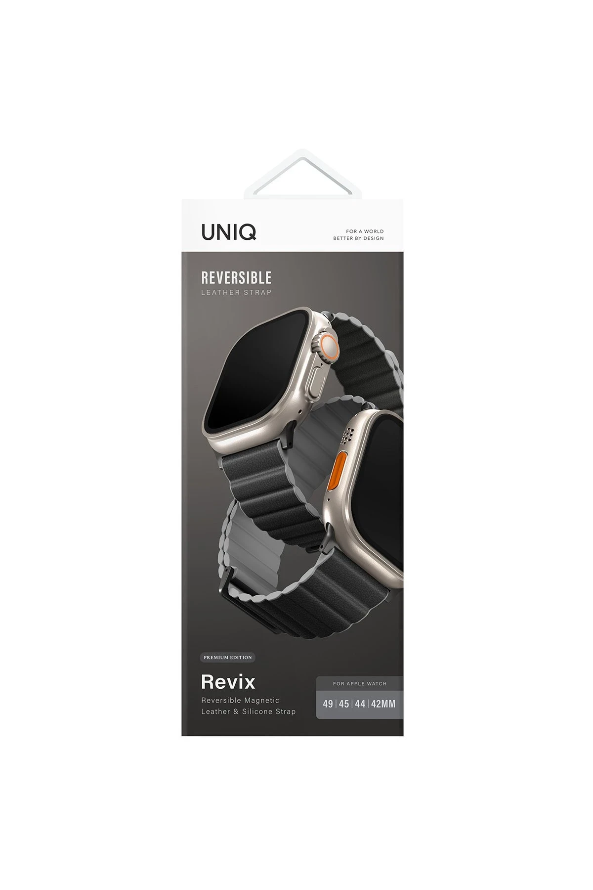 Uniq Watch Ultra 49mm Revix Premium Reversible Manyetik Kordon - Siyah-Gri