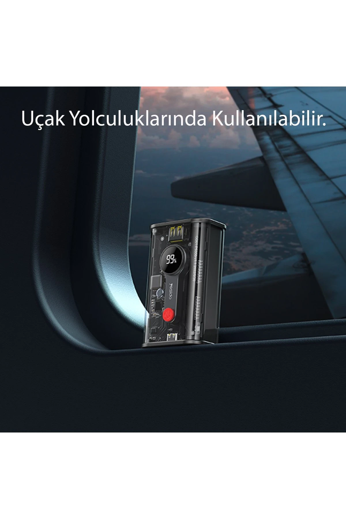 Yesido YP35 10.000 mAh USB3.0 PD Hızlı Şarj Powerbank - Şeffaf