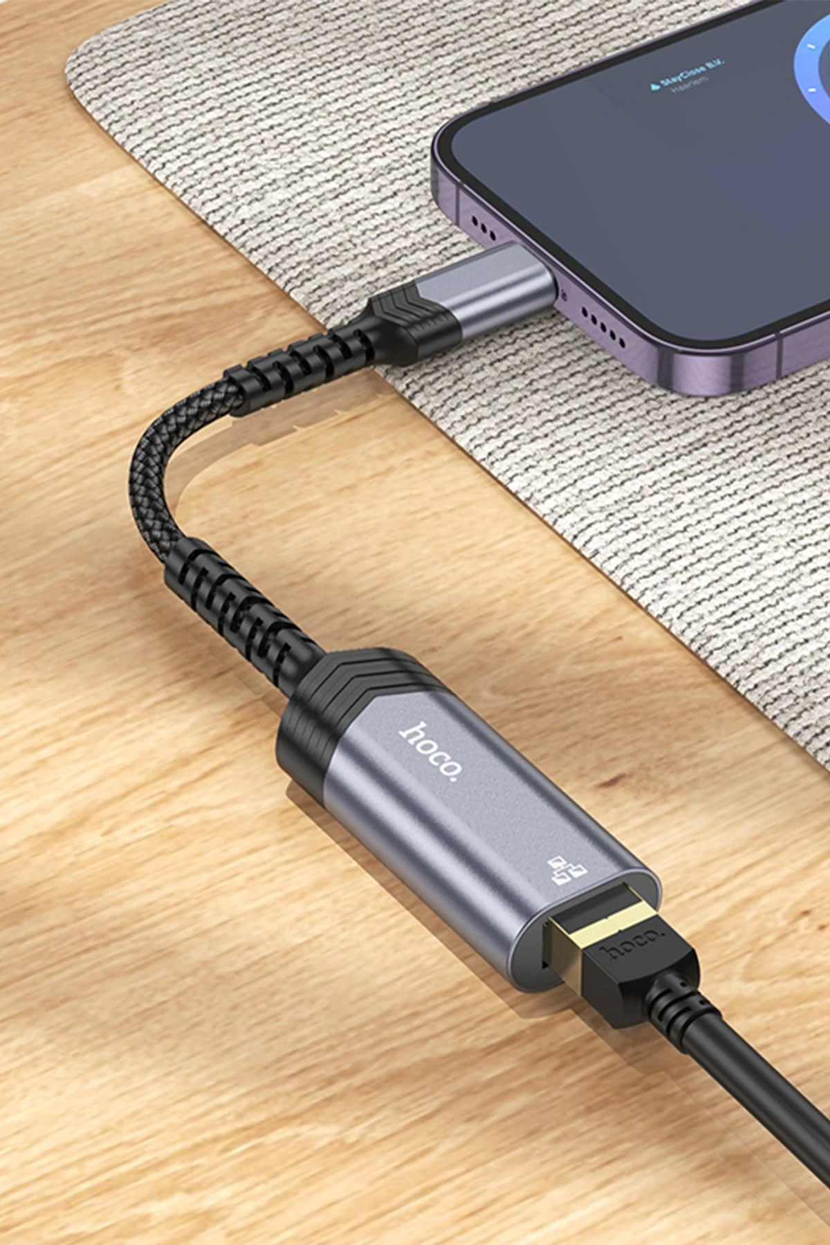 Hoco. UA26 Tak Çalıştır Lightning to RJ45 100 Mbps Ethernet Dönüştürücü