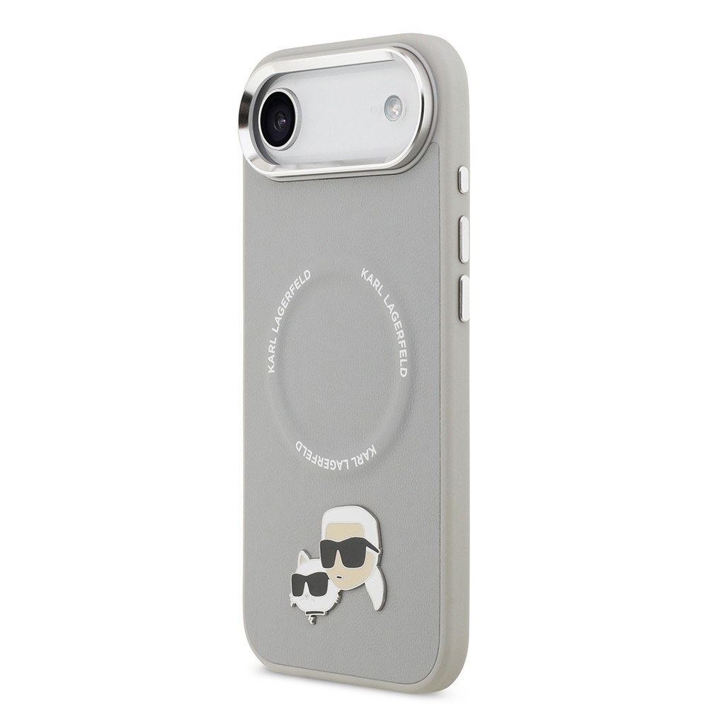 Apple iPhone 17 Air Kılıf Karl Lagerfeld Orjinal Lisanslı M-safe Şarj Özellikli Metal Kamera ve Buton Tasarımlı K&C PU Deri Kapak