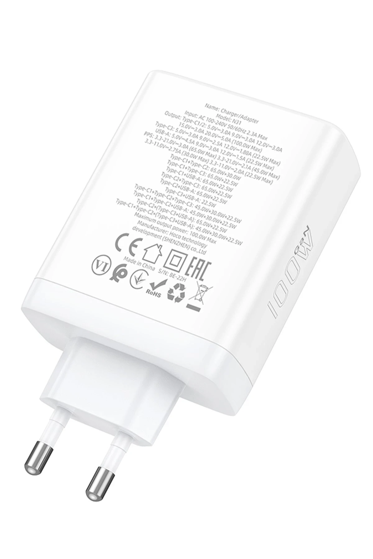 Hoco. N31 Leader PD 100W 3 Adet Type-C 1 Adet USB Şarj Aleti