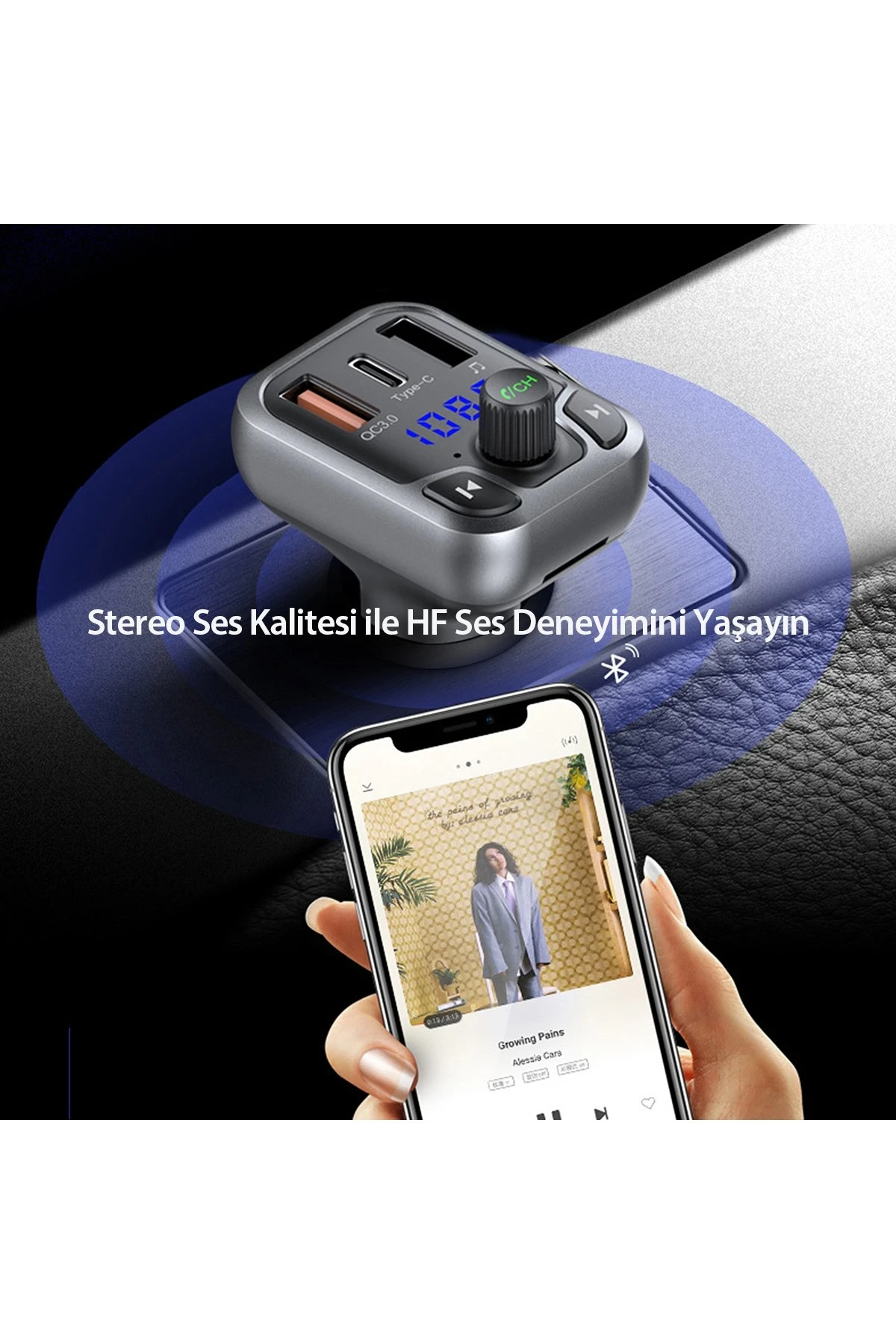 Earldom M63 Bluetooth USB3.0 ve Type C PD Hızlı Şarj FM Transmitter