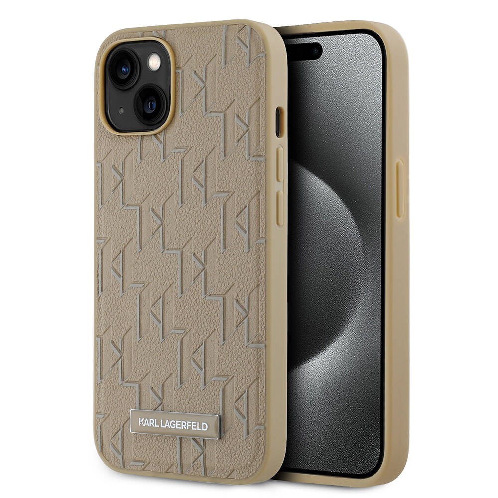 Apple iPhone 14 Kılıf Karl Lagerfeld Orjinal Lisanslı M-safe Şarj Özellikli KL Yazılı Hot Stamp Kapak
