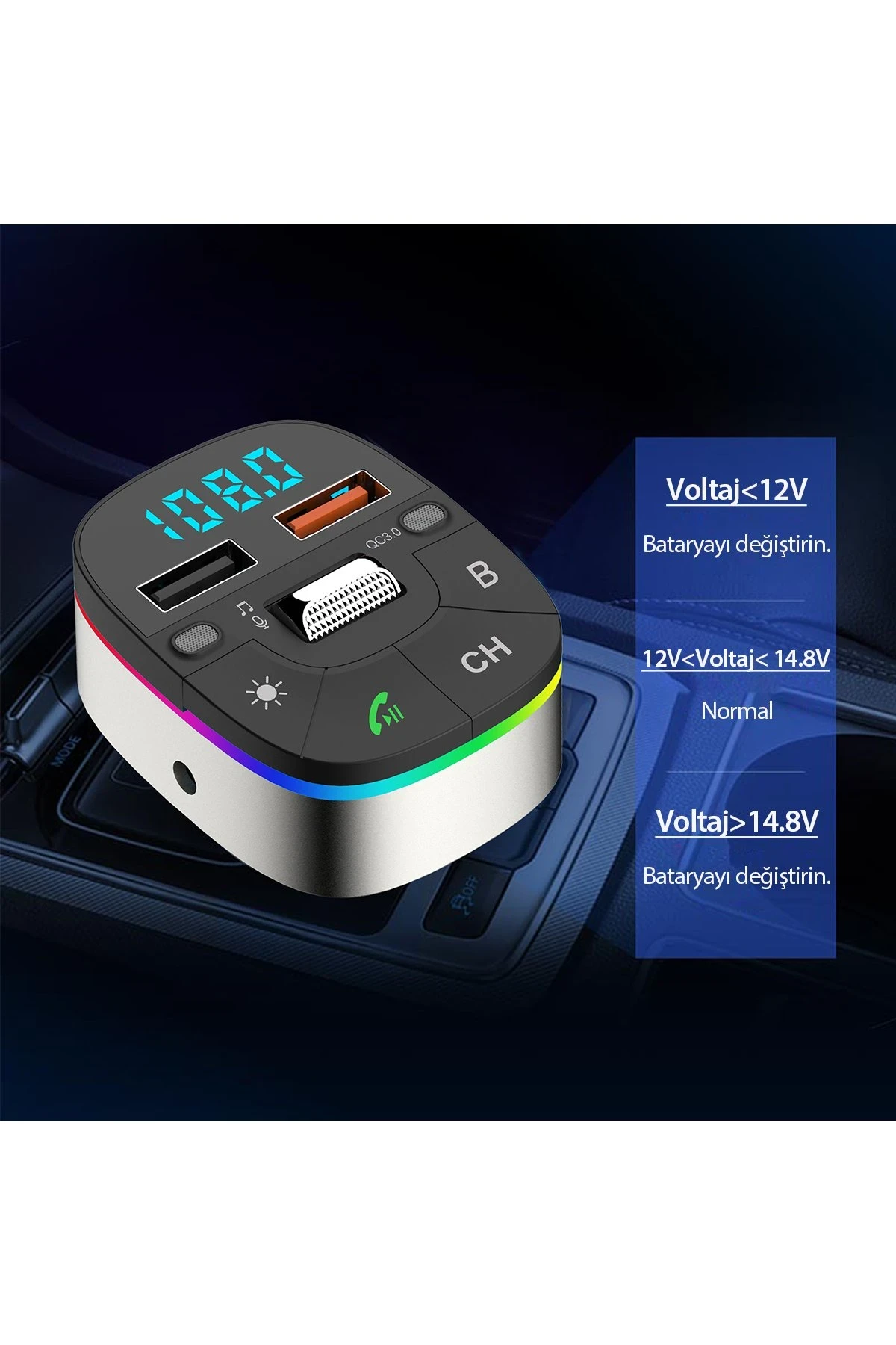 Earldom M74 Bluetooth USB3.0 Dijital FM Transmitter