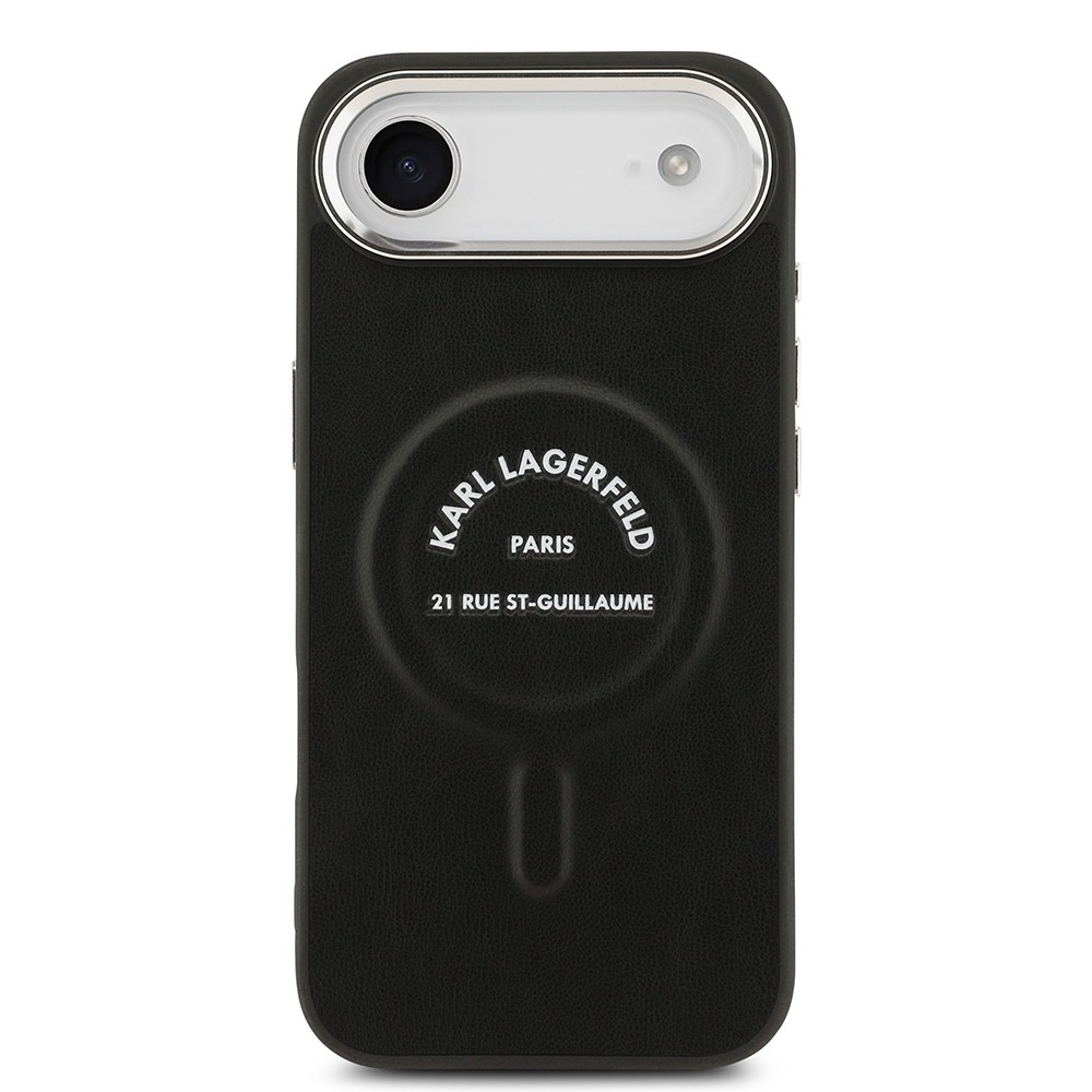 Apple iPhone 17 Air Kılıf Karl Lagerfeld Orjinal Lisanslı M-safe Şarj Özellikli Metal Kamera ve Buton Tasarımlı Paris RSG PU Deri Kapak