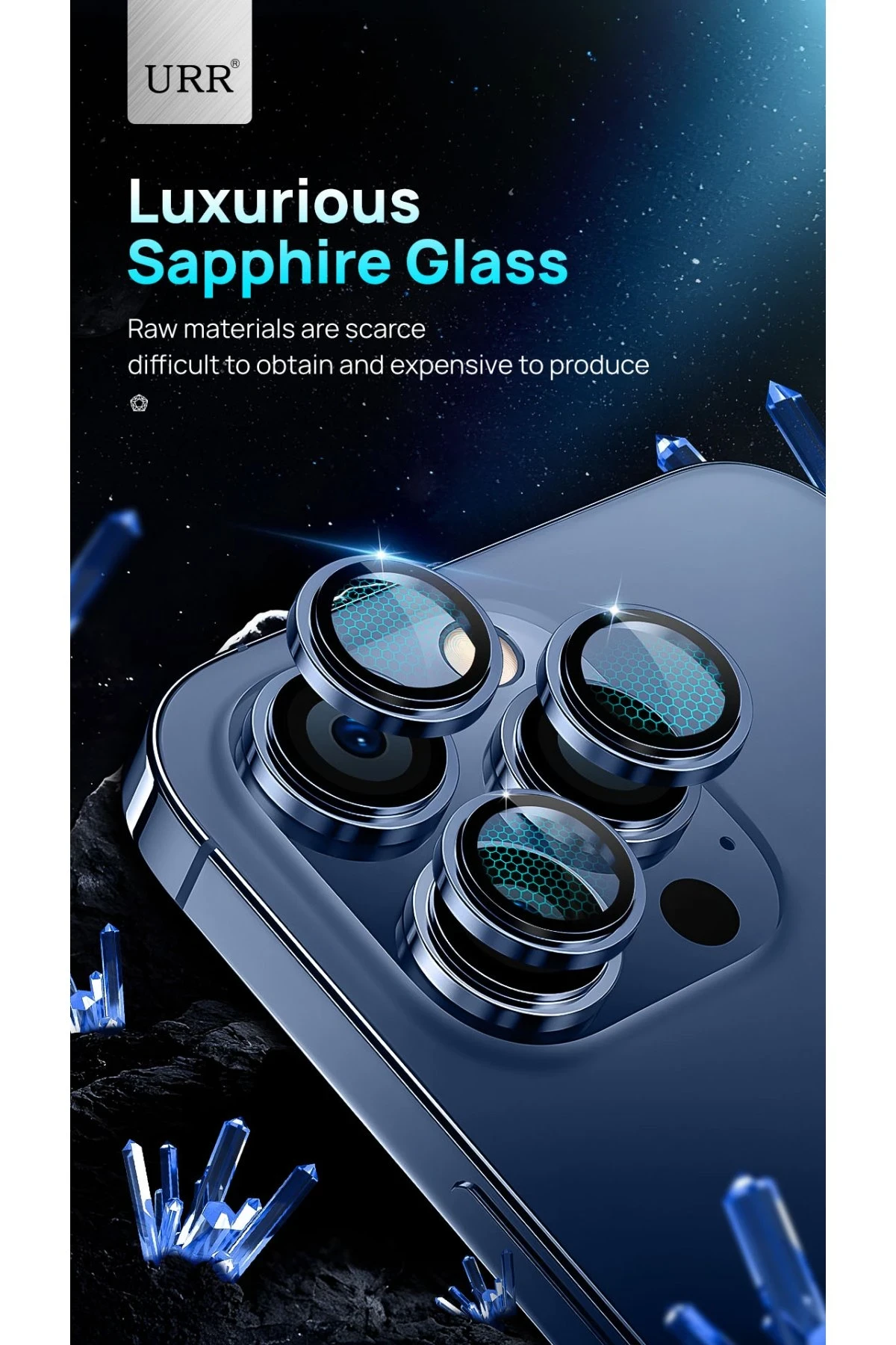 URR iPhone 14 Pro Max Sapphire PVDSS Kamera Lens Koruyucu