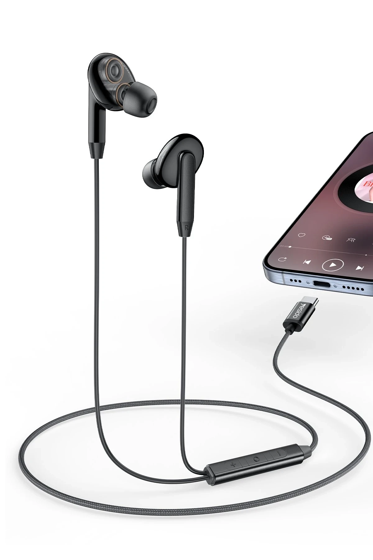 Yesido YH44 1.2M Yüksek Baslı iPhone 15 Serisi ile Uyumlu Type-C Kablolu Kulaklık