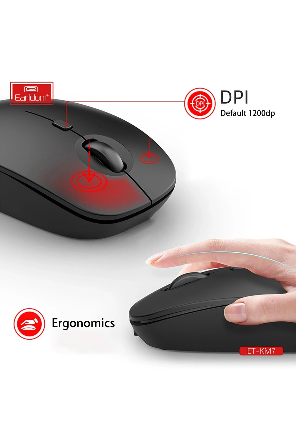 Earldom KM7 Sessiz Kablosuz Ofis Mouse