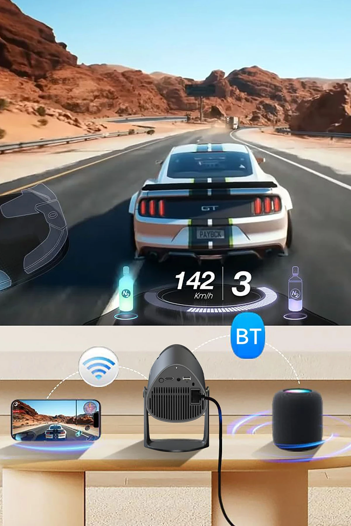 Earldom PJ04 4K Wifi Android Akıllı Projeksiyon Cihazı