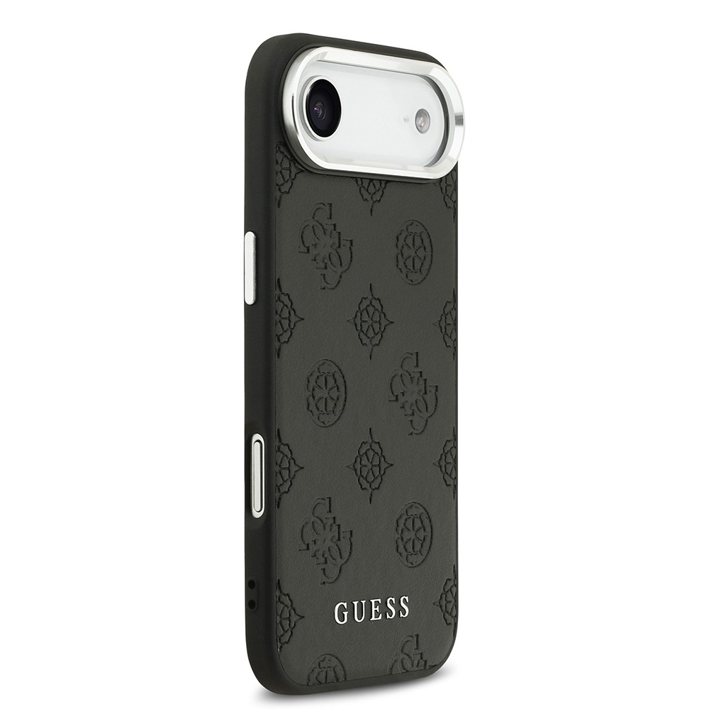 Apple iPhone 17 Air Kılıf Guess Orjinal Lisanslı M-safe Şarj Özellikli Sıcak Baskılı Klasik Yazı Logolu PU Deri Peony Kapak