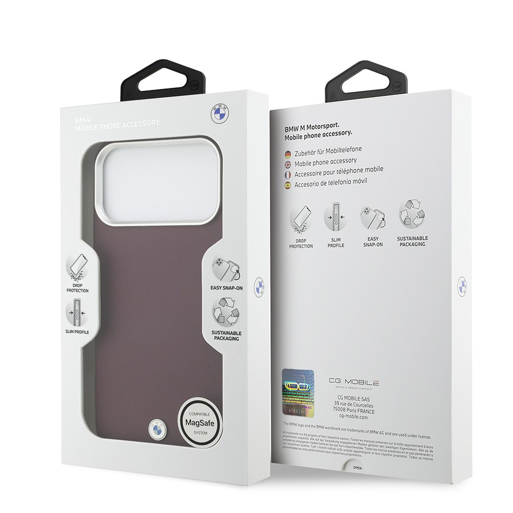 Apple iPhone 17 Pro Max Kılıf BMW Orjinal Lisanslı M-safe Şarj Özellikli Metal Logolu Tam Kaplama Deri Kapak