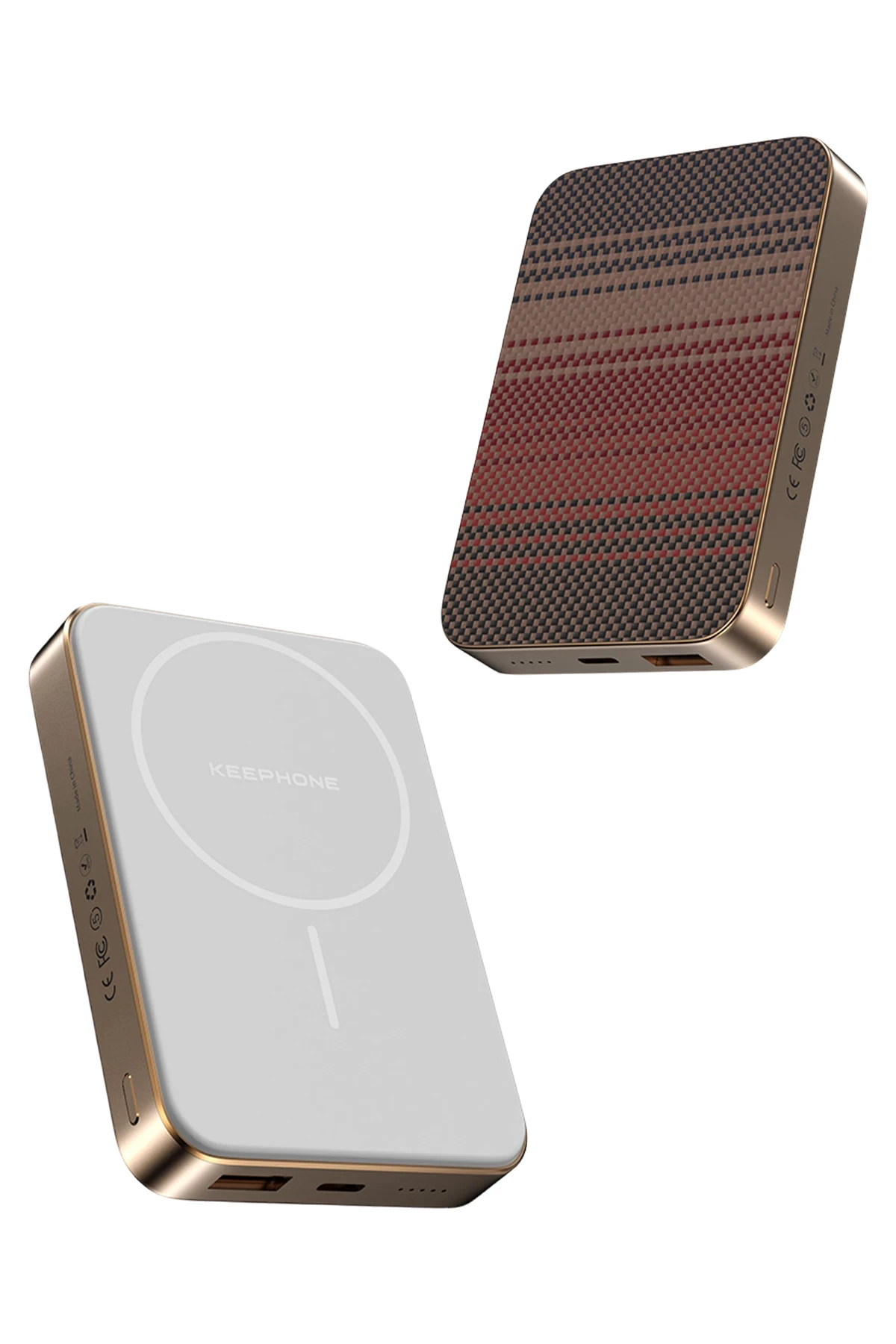 Keephone PB51 Brendy Kevlar 10.000 mAh 22.5W USB 20W Type-C ve 15W Kablosuz Şarj Destekli Magsafe Powerbank