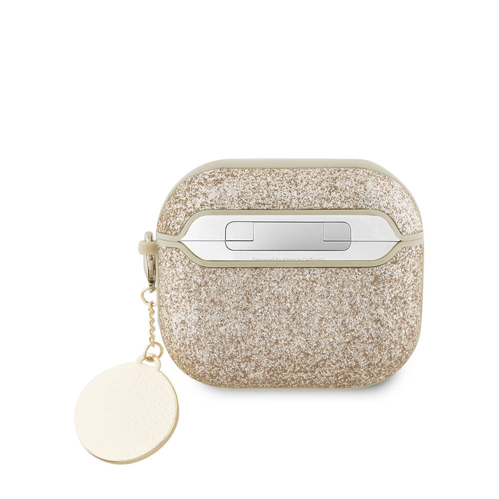 Apple Airpods 3. Nesil Kılıf Guess Orjinal Lisanslı Glitter Elmas Kalp Süs Zincirli Kapak