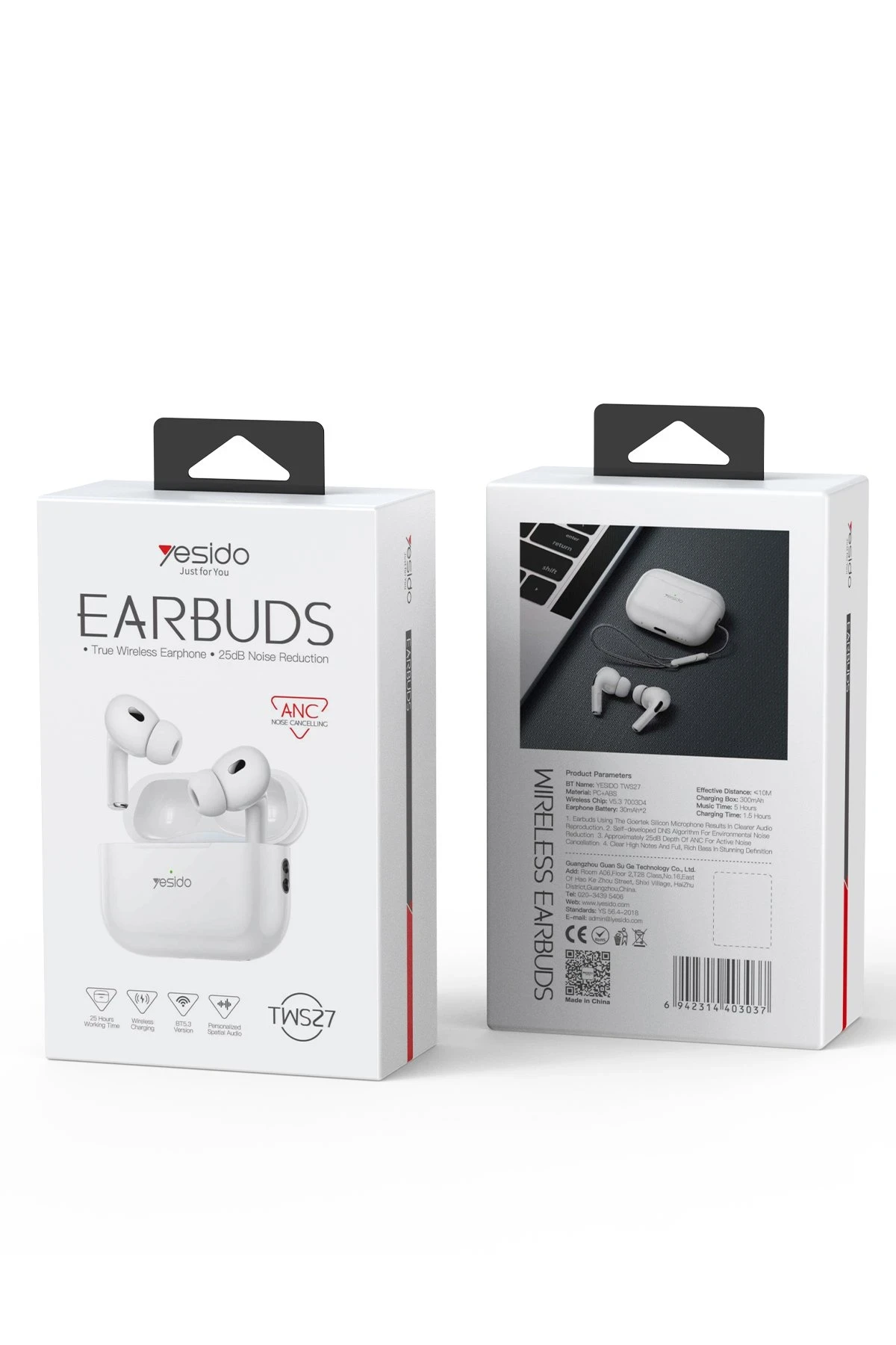 Yesido TWS27 Aktif Gürültü Engelleyici Özellikli BT 5.2 Kablosuz Airpods Kulaklık