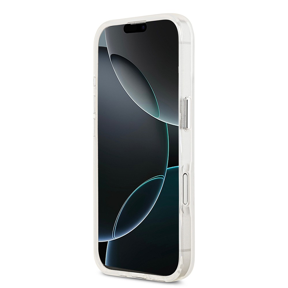 Apple iPhone 17 Kılıf Guess Orjinal Lisanslı M-safe Şarj Özellikli IML Baskılı Üçgen Logolu Metal Kamera Çerçeveli Kapak