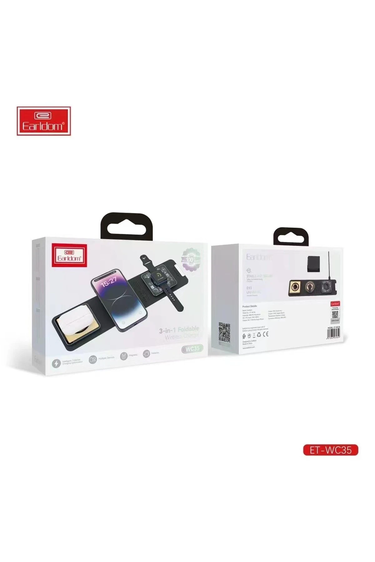 Earldom WC35 3in1 15W Magsafe Katlanabilir Masaüstü Kablosuz Şarj Standı