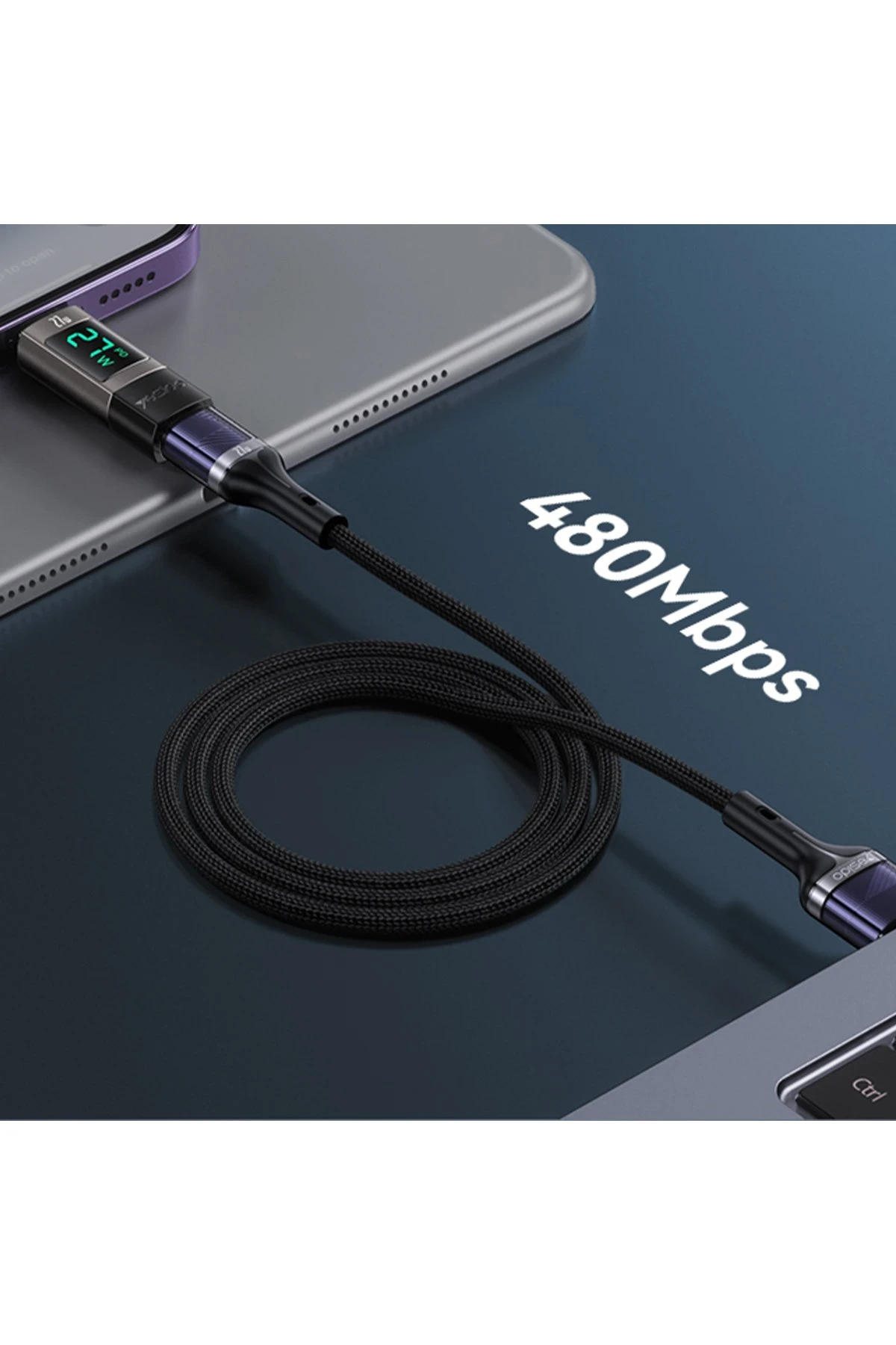 Yesido GS25 Lightning to Type-C 27W Dijital Ekranlı Dönüştürücü