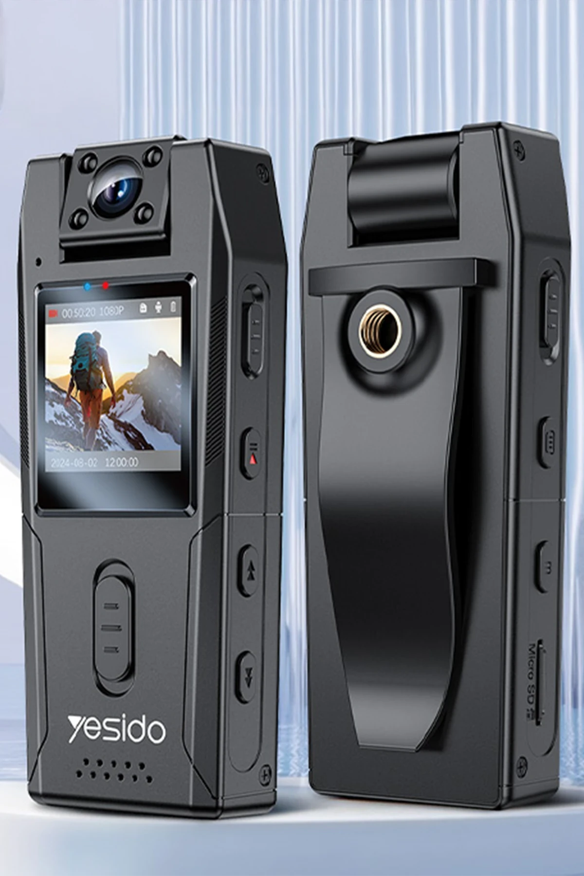 Yesido KM25 1.3inch Ekranlı 180 Derece Dönebilen 1080P Vücut Kamerası