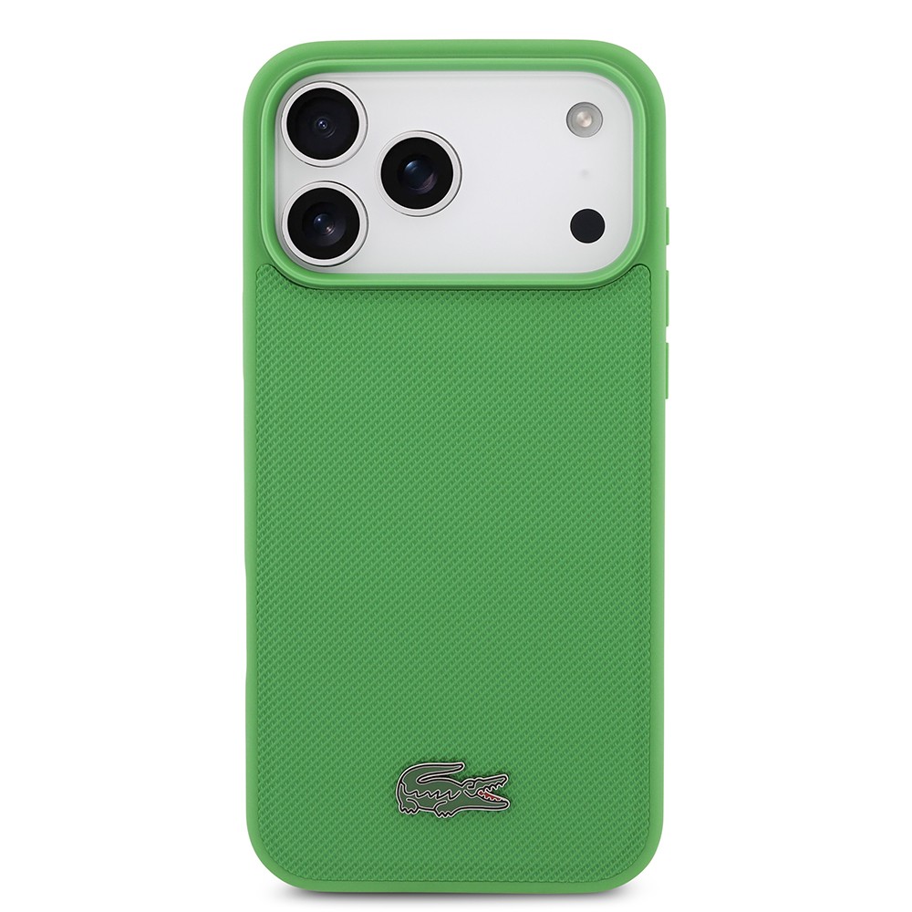 Apple iPhone 17 Pro Max Kılıf Lacoste Orjinal Lisanslı M-safe Şarj Özellikli PU Pike Desenli Metal Logolu Kartlıklı Kapak