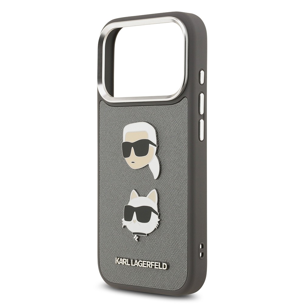 Apple iPhone 17 Pro Max Kılıf Karl Lagerfeld Orjinal Lisanslı Metal Logolu K&C Heads Pin Kapak