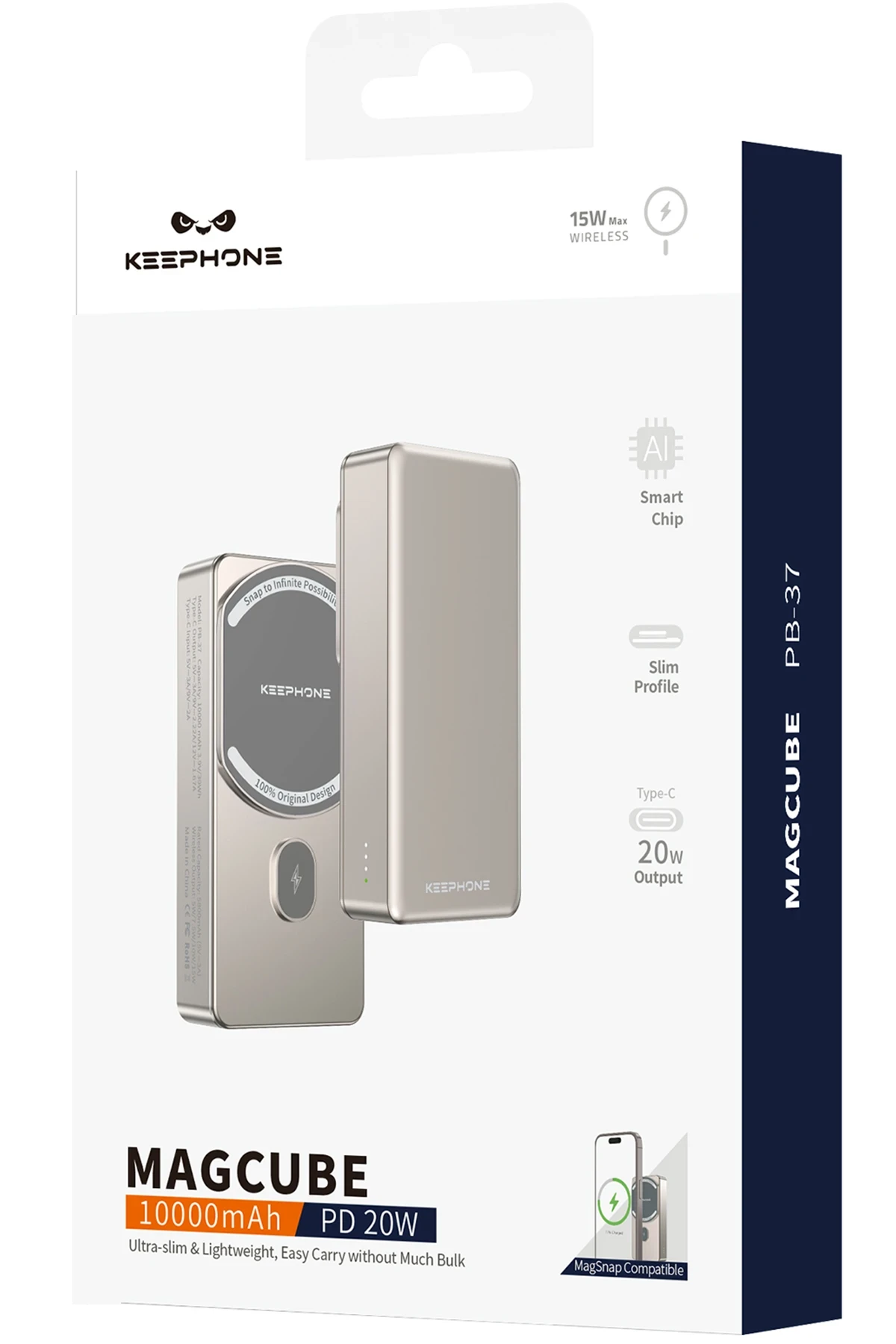 Keephone PB37 MagCube 10.000 mAh Type-C 20W PD Magsafe Destekli Powerbank