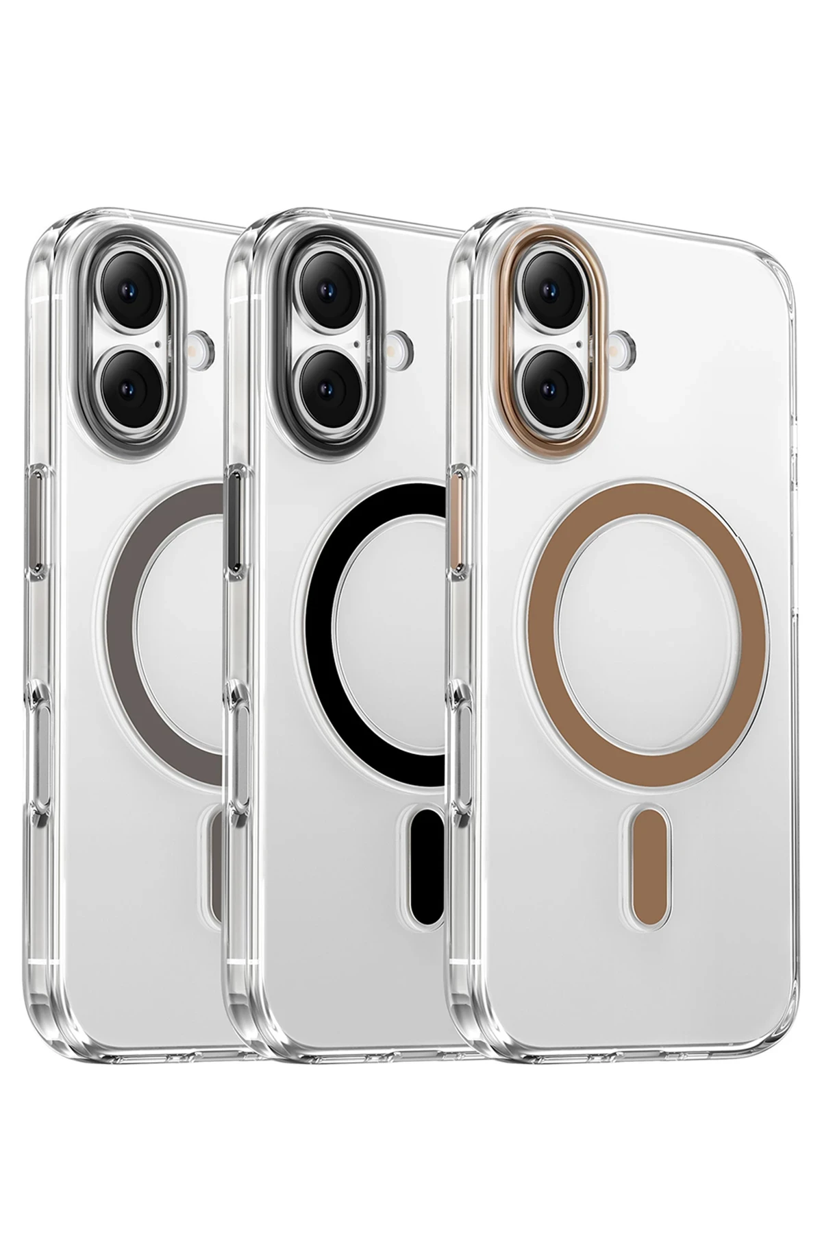 Keephone iPhone 16 Aurora Şeffaf Magsafe Kılıf - Siyah Titanyum