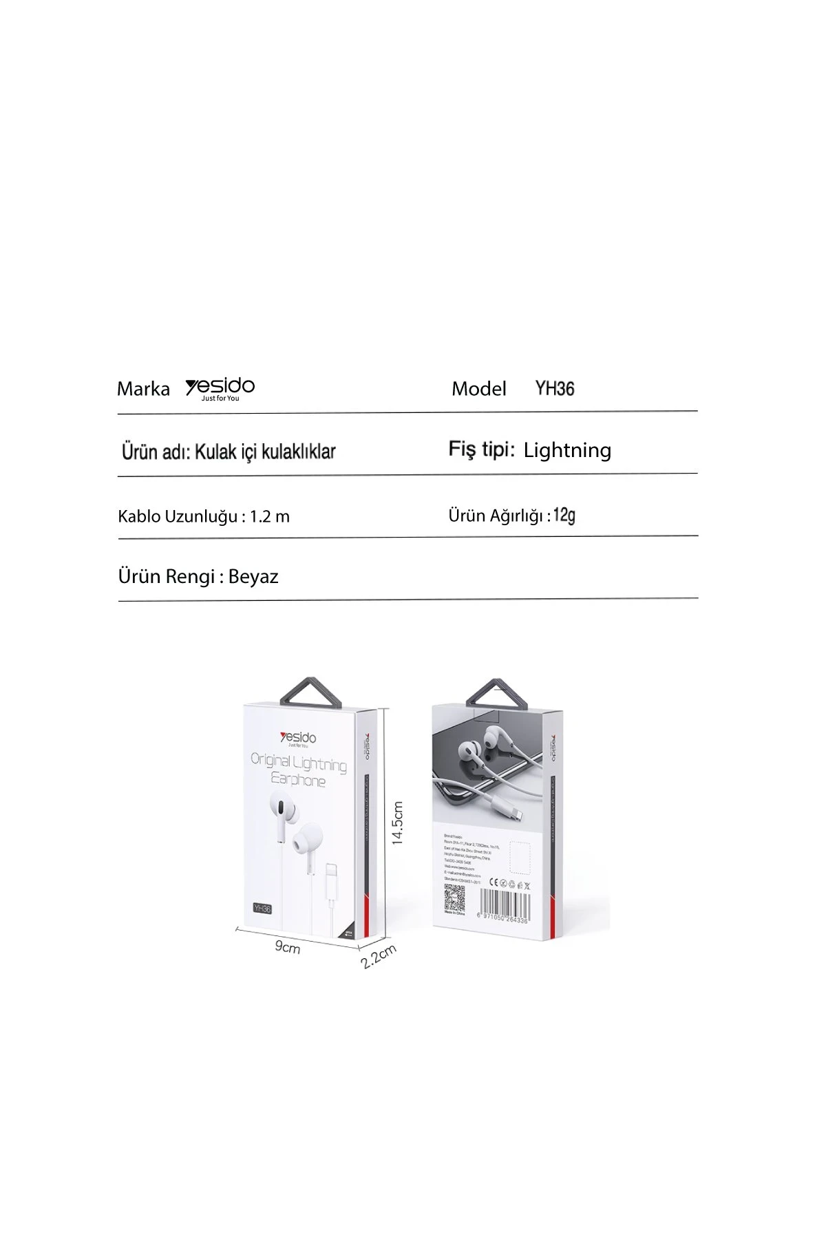 Yesido YH36 Aktif Gürültü Engelleyici Özellikli Lightning Kablolu Kulaklık