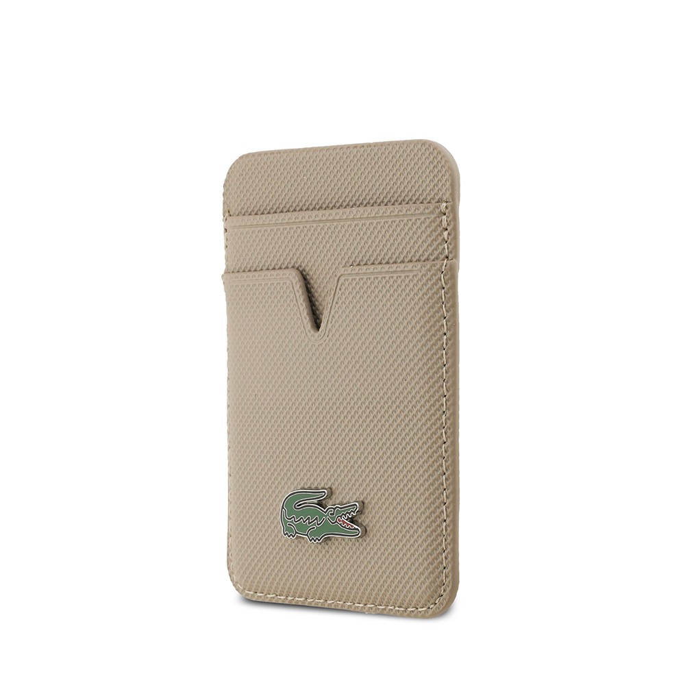 Apple iPhone 17 Kılıf Lacoste Orjinal Lisanslı M-safe Şarj Özellikli PU Pike Desenli Metal Logolu Kartlıklı Kapak