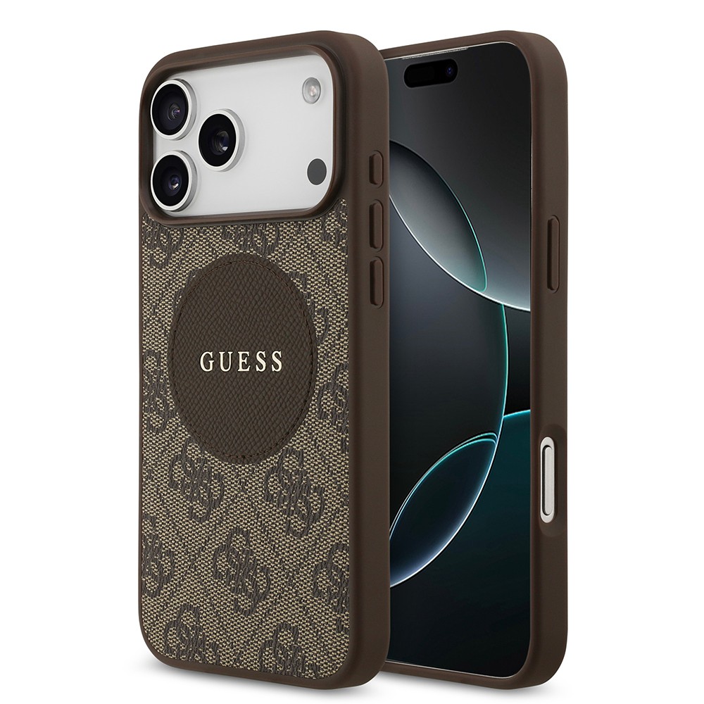 Apple iPhone 17 Pro Max Kılıf Guess Orjinal Lisanslı M-safe Şarj Özellikli Yazı Logolu Circle Classic Kapak