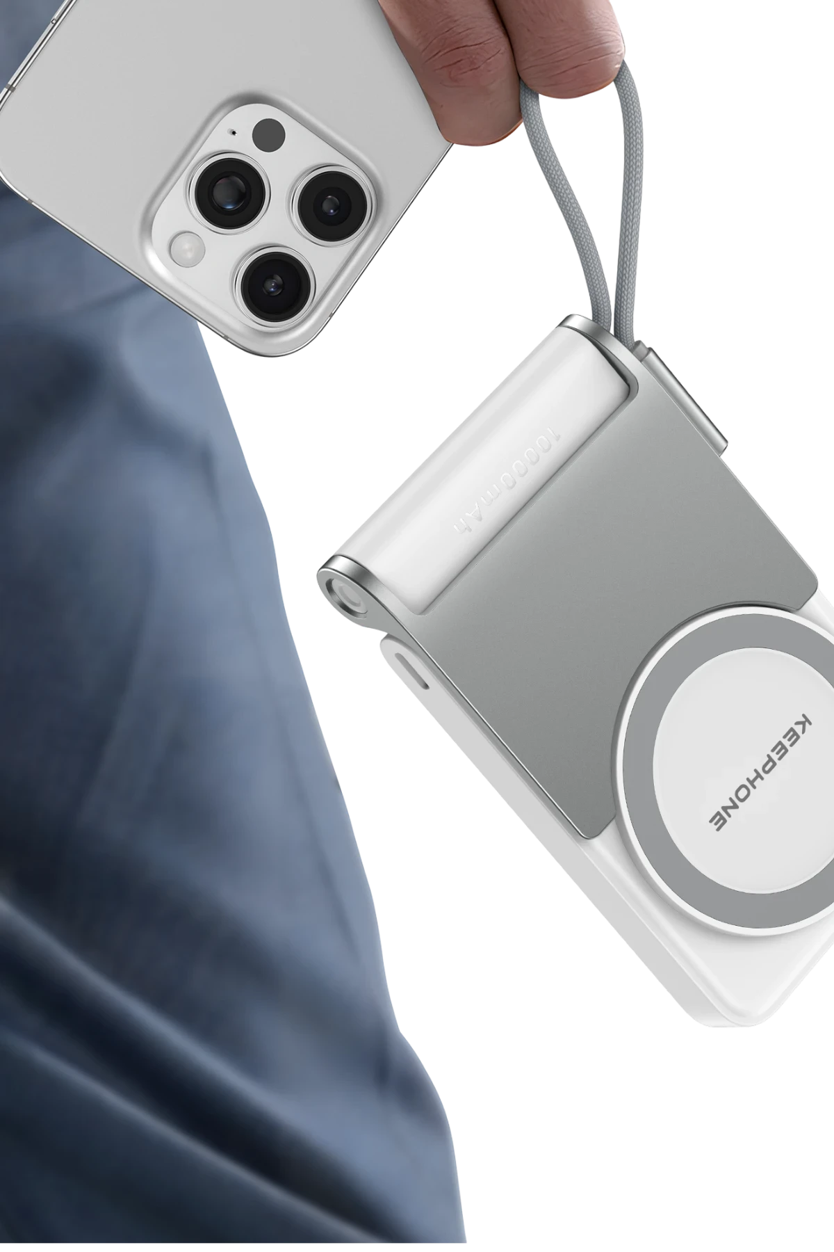 Keephone PB45 Hotta 10.000 mAh 22.5W Dahili Type-C Kablolu 15W Kablosuz Şarj Destekli Standlı PD Magsafe Powerbank