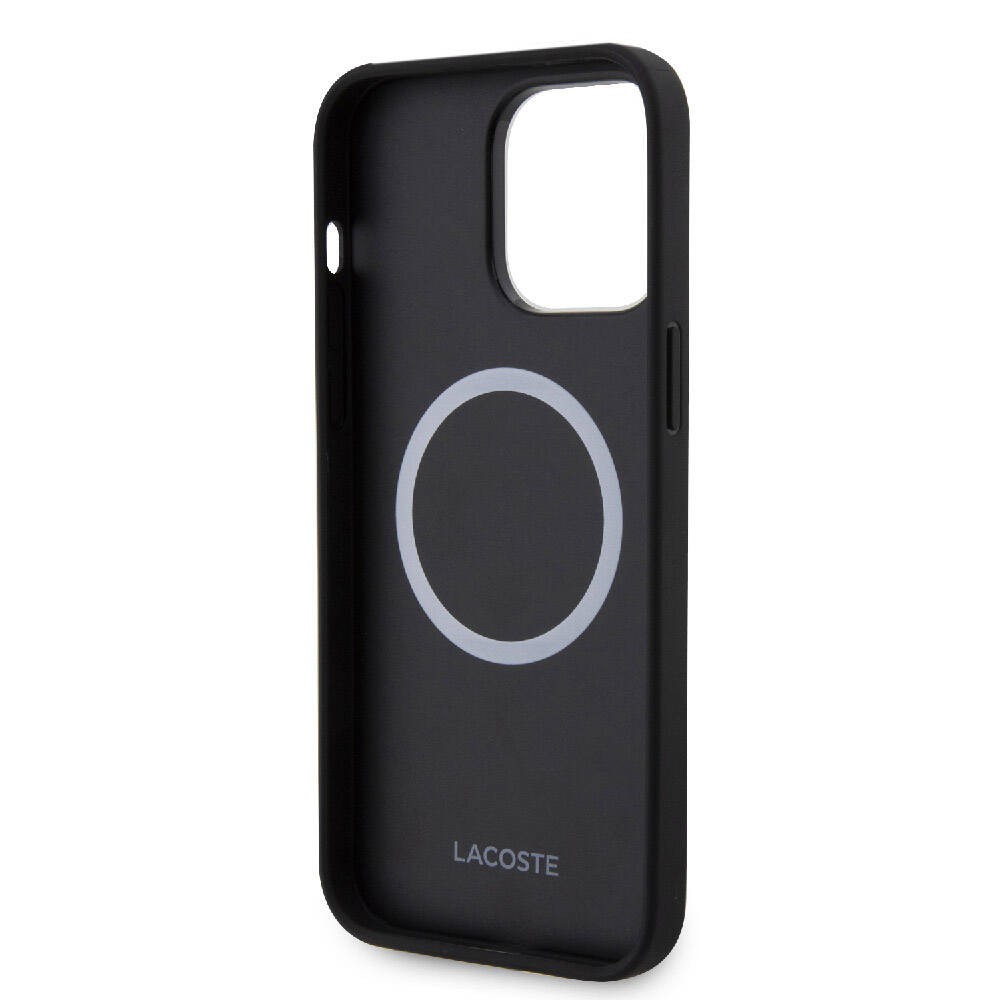 Apple iPhone 15 Pro Max Kılıf Lacoste Orjinal Lisanslı M-safe Şarj Özellikli PU Deri Görünümlü Karışık Monogram Desenli Kapak