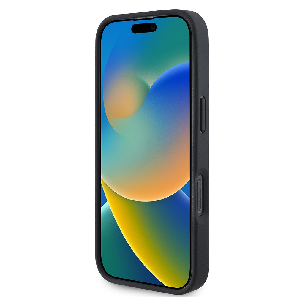 Apple iPhone 16 Pro Kılıf BMW Orjinal Lisanslı M-safe Şarj Özellikli Metal Logolu Dokulu Diamond Deri Kapak