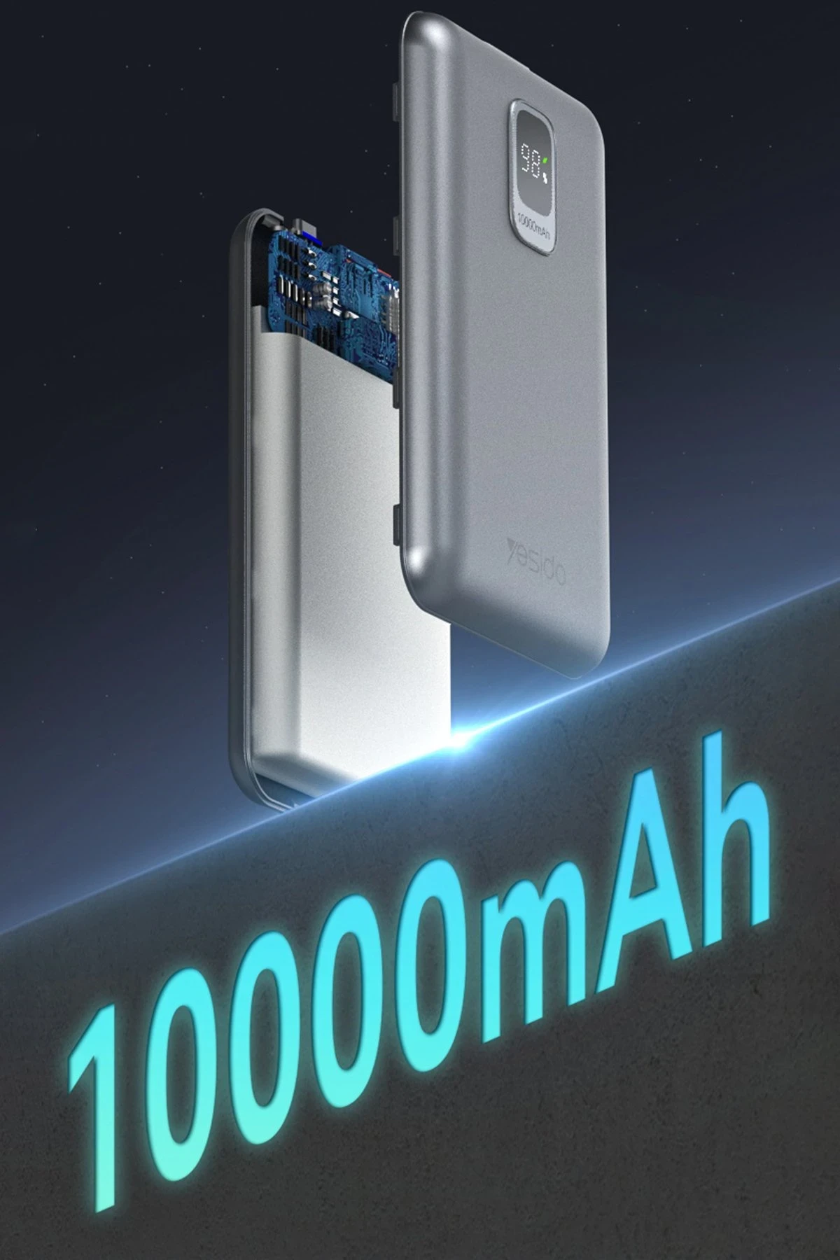 Yesido YP46 10.000 mAh 22.5W Dijital Göstergeli USB3.0 PD Hızlı Şarj Powerbank