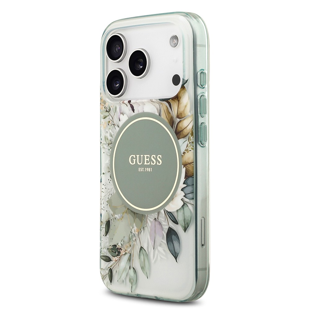 Apple iPhone 17 Pro Kılıf Guess Orjinal Lisanslı M-safe Şarj Özellikli Flower Tonal Circle Kapak